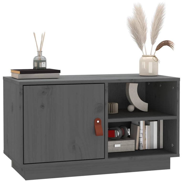 Tv-meubel 70x34x40 cm massief grenenhout grijs MeubelReus