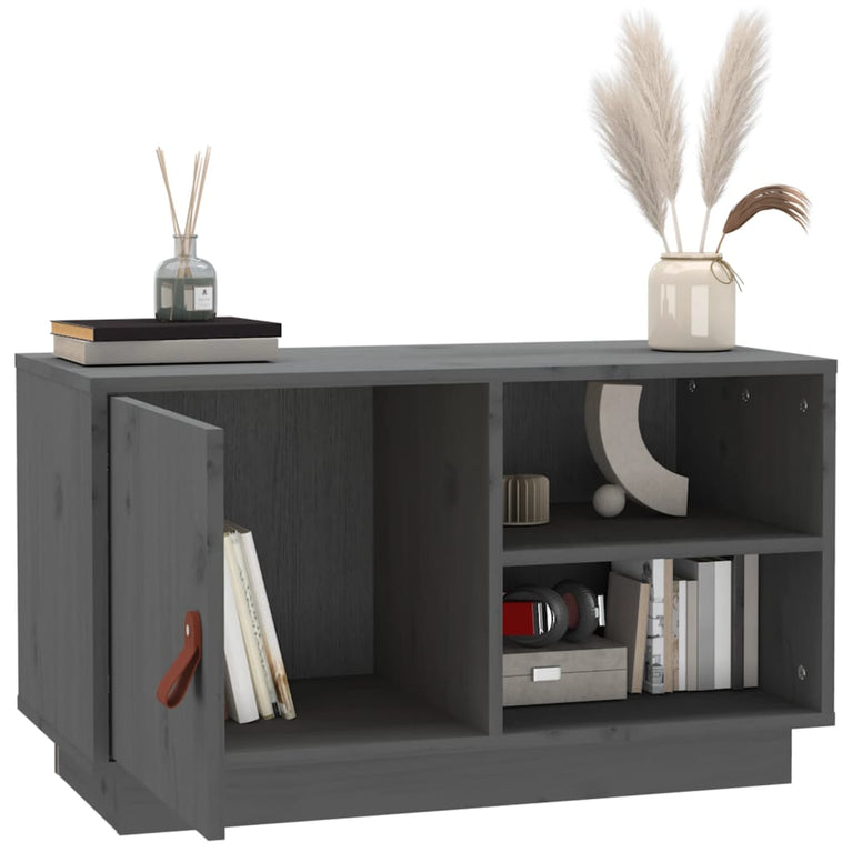 Tv-meubel 70x34x40 cm massief grenenhout grijs MeubelReus