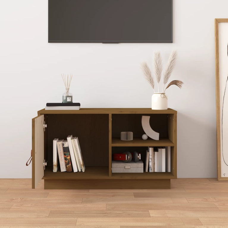 Tv-meubel 70x34x40 cm massief grenenhout honingbruin MeubelReus