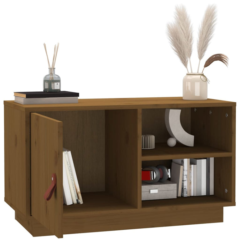 Tv-meubel 70x34x40 cm massief grenenhout honingbruin MeubelReus