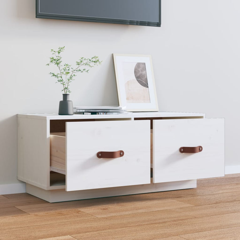 Tv-meubel 80x34x35 cm massief grenenhout wit MeubelReus