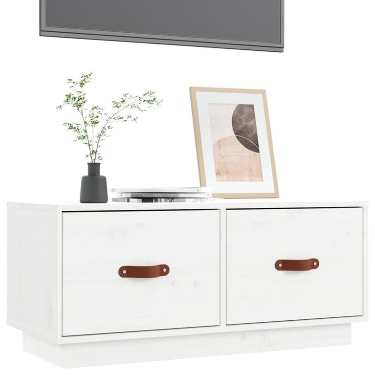 Tv-meubel 80x34x35 cm massief grenenhout wit MeubelReus