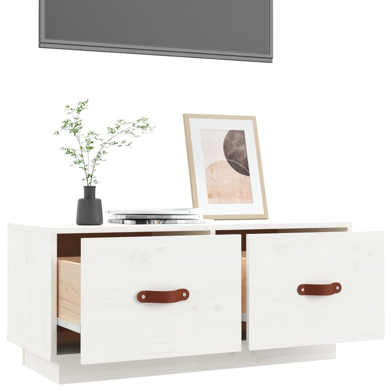 Tv-meubel 80x34x35 cm massief grenenhout wit MeubelReus