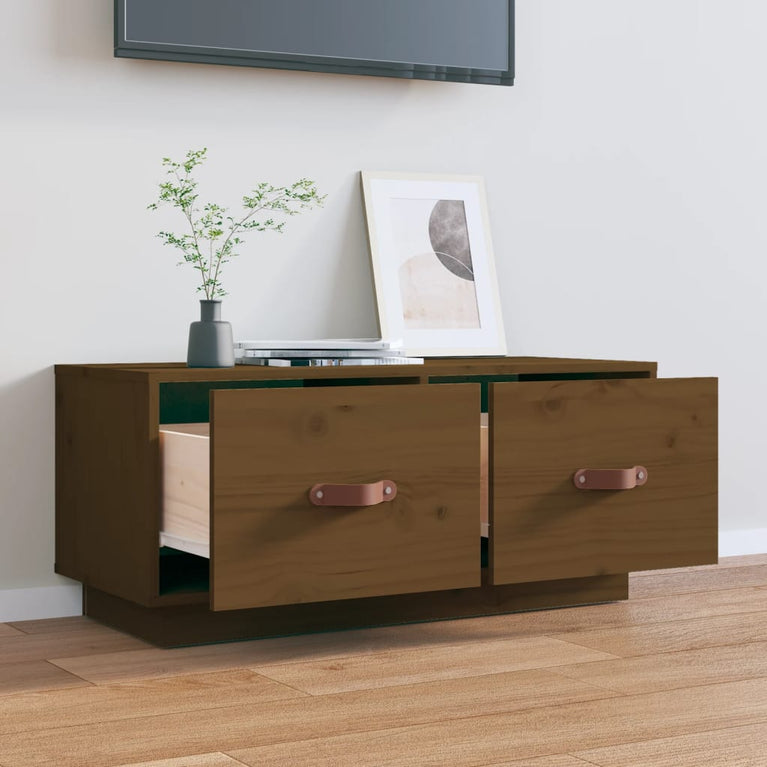 Tv-meubel 80x34x35 cm massief grenenhout honingbruin MeubelReus