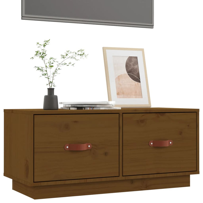 Tv-meubel 80x34x35 cm massief grenenhout honingbruin MeubelReus