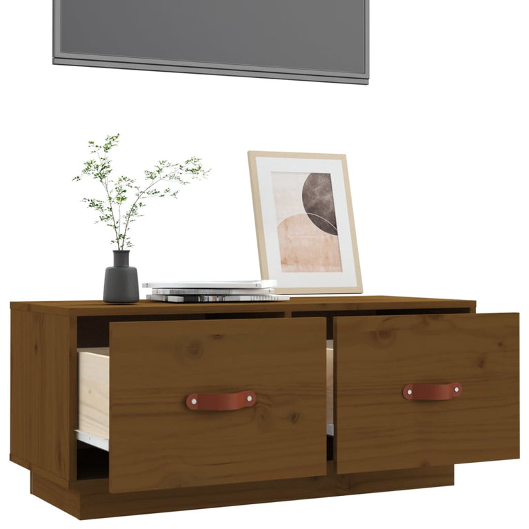 Tv-meubel 80x34x35 cm massief grenenhout honingbruin MeubelReus