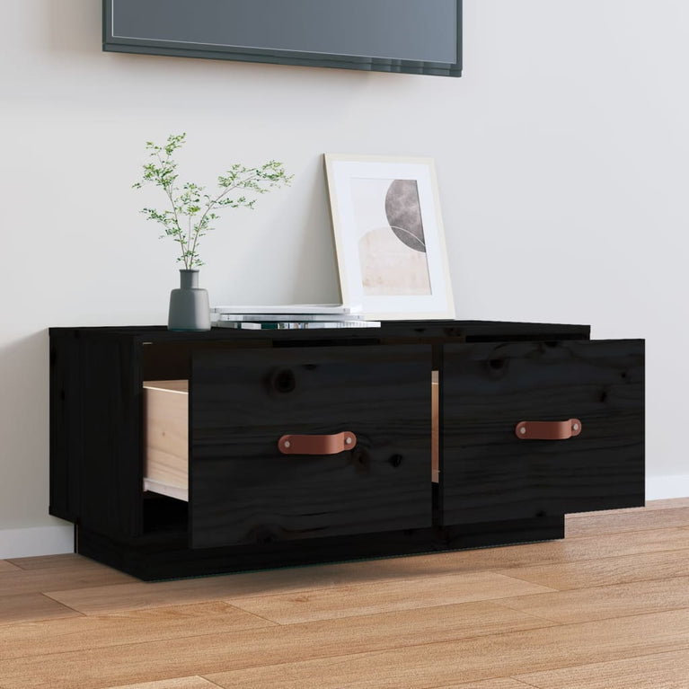 Tv-meubel 80x34x35 cm massief grenenhout zwart MeubelReus