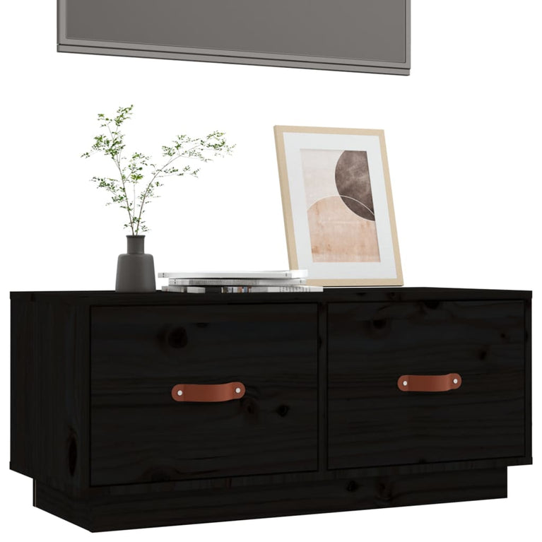 Tv-meubel 80x34x35 cm massief grenenhout zwart MeubelReus