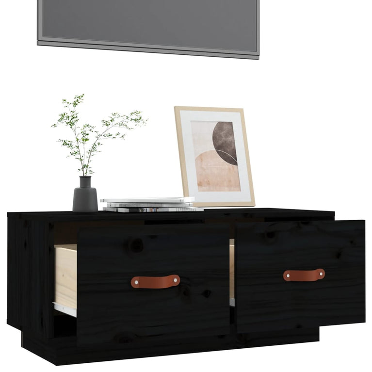 Tv-meubel 80x34x35 cm massief grenenhout zwart MeubelReus