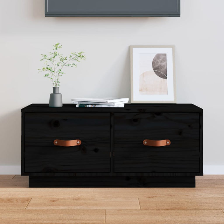 Tv-meubel 80x34x35 cm massief grenenhout zwart MeubelReus