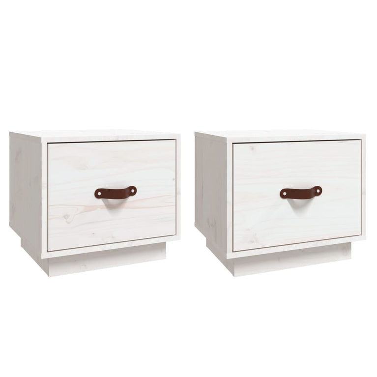 Nachtkastjes 2 st 40x34x35 cm massief grenenhout wit MeubelReus