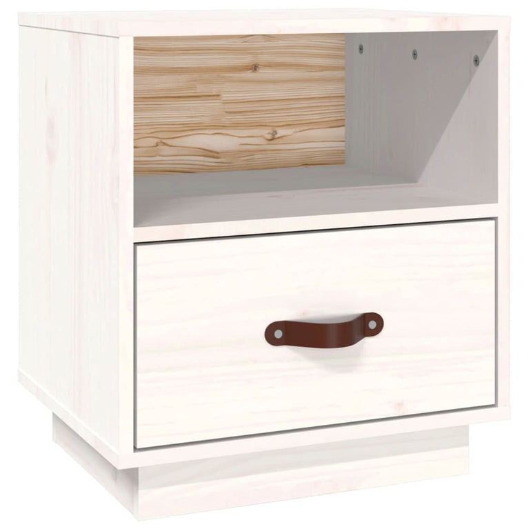 Nachtkastje 40x34x45 cm massief grenenhout wit MeubelReus