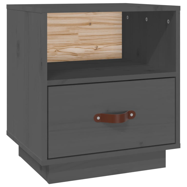 Nachtkastje 40x34x45 cm massief grenenhout grijs MeubelReus