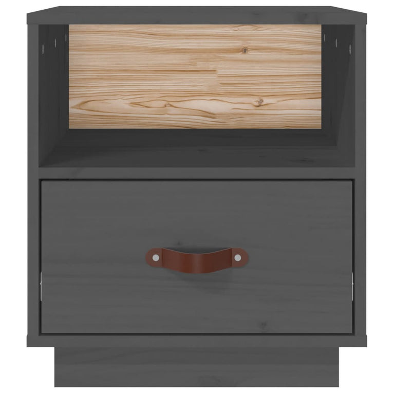 Nachtkastje 40x34x45 cm massief grenenhout grijs MeubelReus