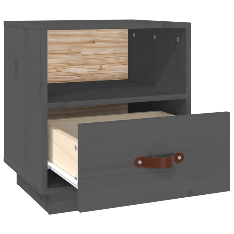Nachtkastje 40x34x45 cm massief grenenhout grijs MeubelReus