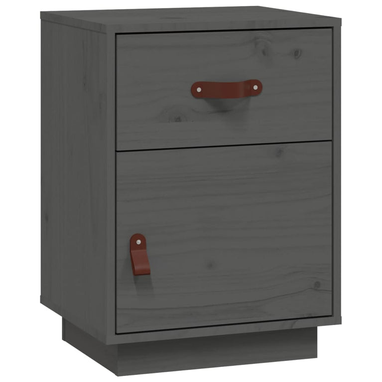 Nachtkastje 40x34x55 cm massief grenenhout grijs MeubelReus