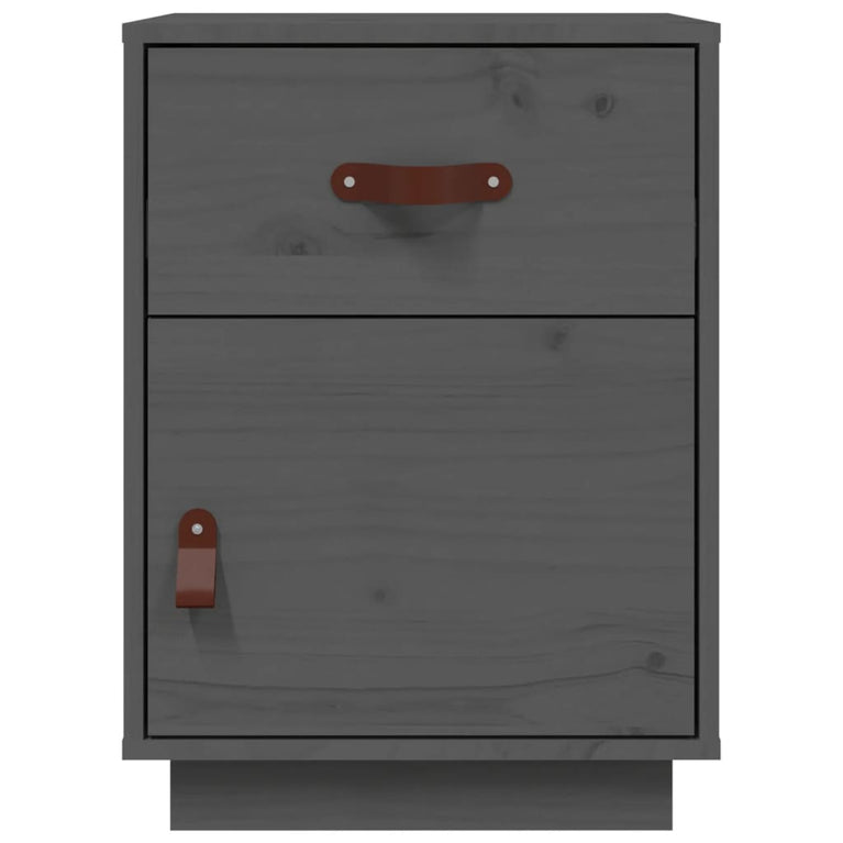 Nachtkastje 40x34x55 cm massief grenenhout grijs MeubelReus