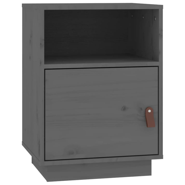 Nachtkastje 40x34x55 cm massief grenenhout grijs MeubelReus