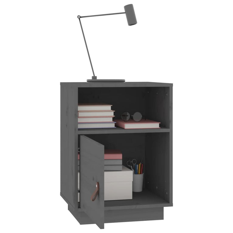 Nachtkastje 40x34x55 cm massief grenenhout grijs MeubelReus