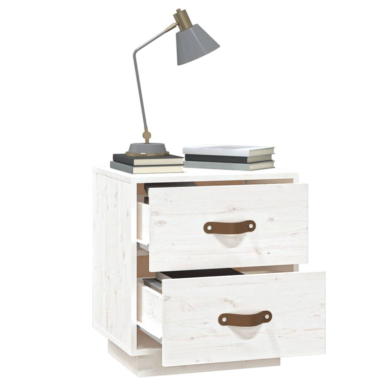 vidaXL Nachtkastje 40x34x45 cm massief grenenhout wit MeubelReus