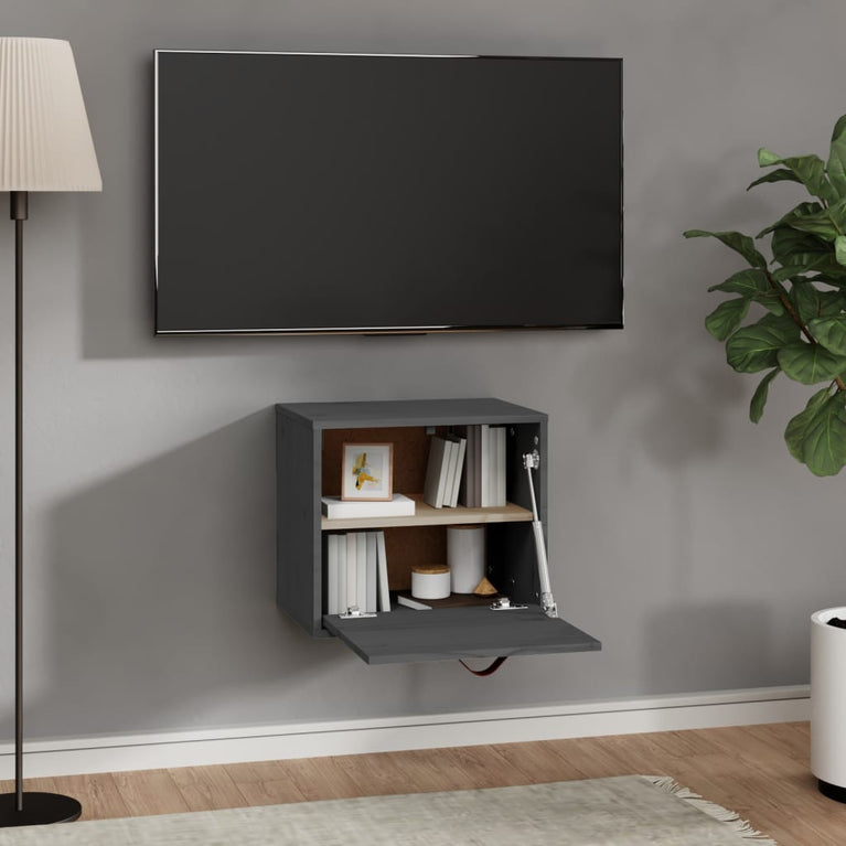 Wandkast 40x30x35 cm massief grenenhout grijs MeubelReus