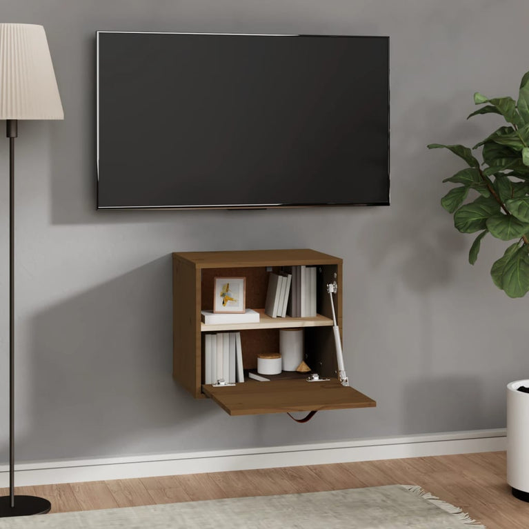 Wandkast 40x30x35 cm massief grenenhout honingbruin MeubelReus