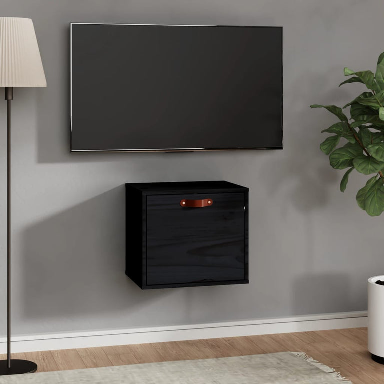 Wandkast 40x30x35 cm massief grenenhout zwart MeubelReus