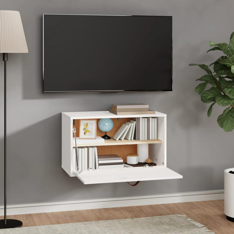 Wandkast 60x30x35 cm massief grenenhout wit MeubelReus