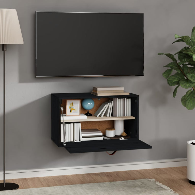 Wandkast 60x30x35 cm massief grenenhout zwart MeubelReus