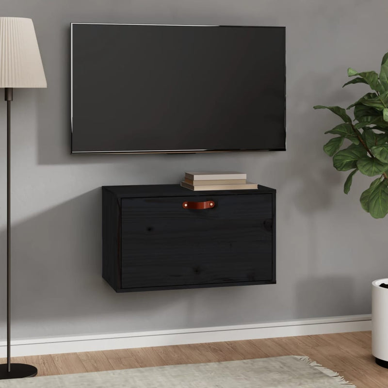 Wandkast 60x30x35 cm massief grenenhout zwart MeubelReus