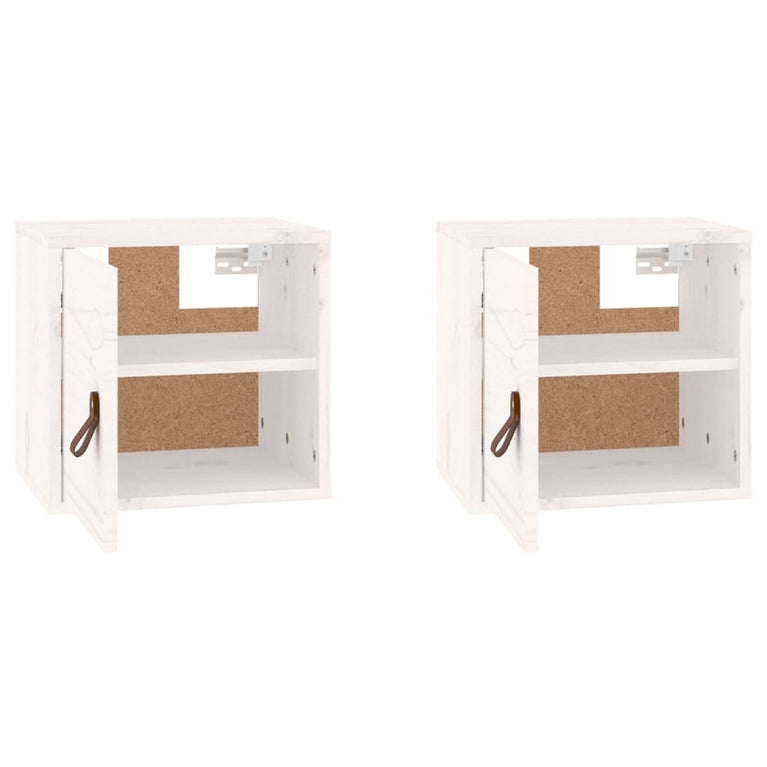 Wandkasten 2 st 31,5x30x30 cm massief grenenhout wit MeubelReus