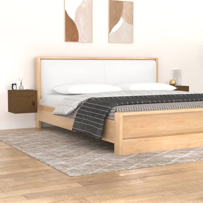 Wandkasten 2 st 31,5x30x30 cm massief grenenhout honingbruin MeubelReus