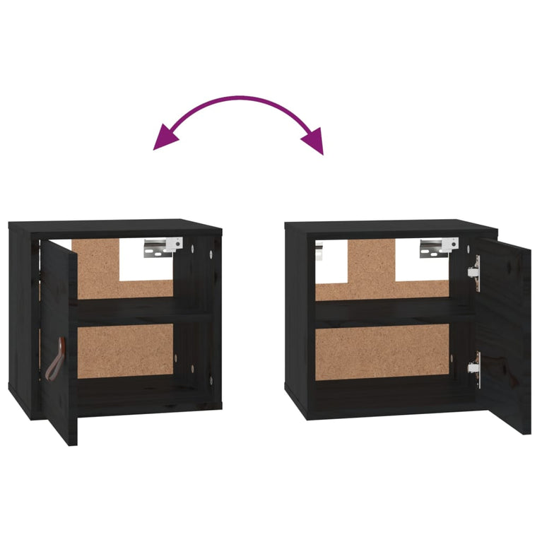 Wandkast 31,5x30x30 cm massief grenenhout zwart MeubelReus