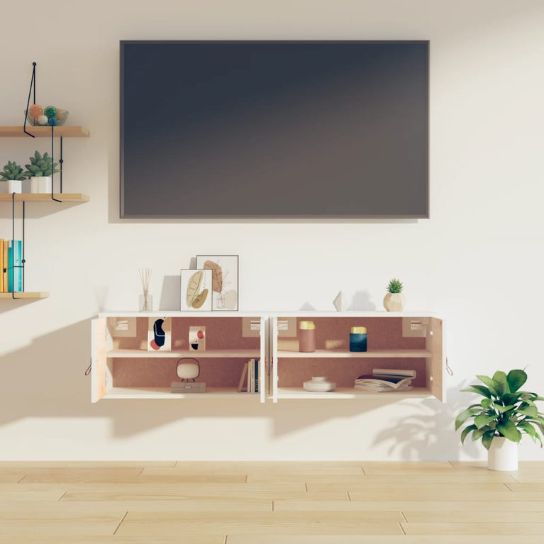 Wandkasten 2 st 60x30x30 cm massief grenenhout wit MeubelReus