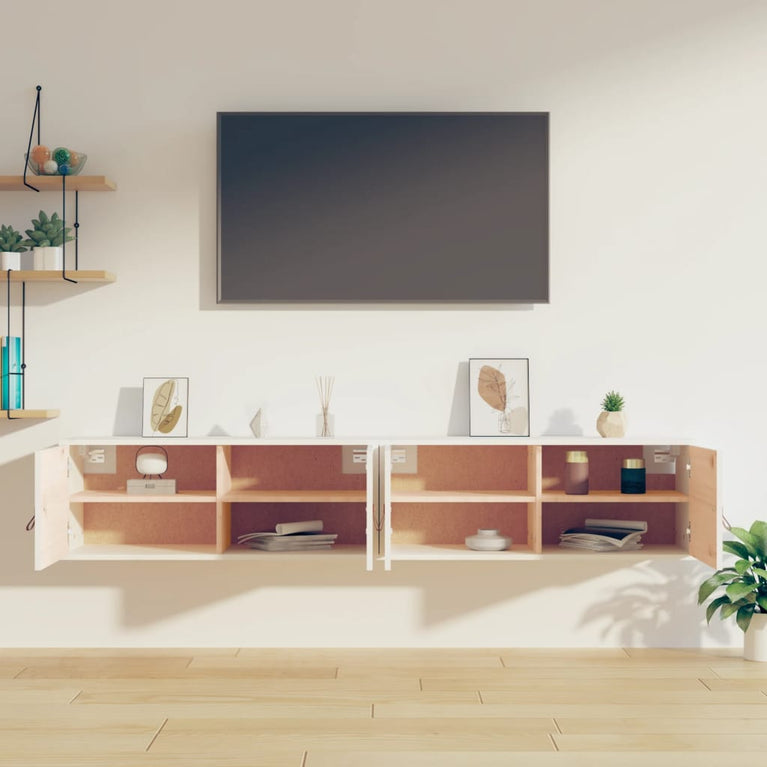 Wandkasten 2 st 80x30x30 cm massief grenenhout wit MeubelReus