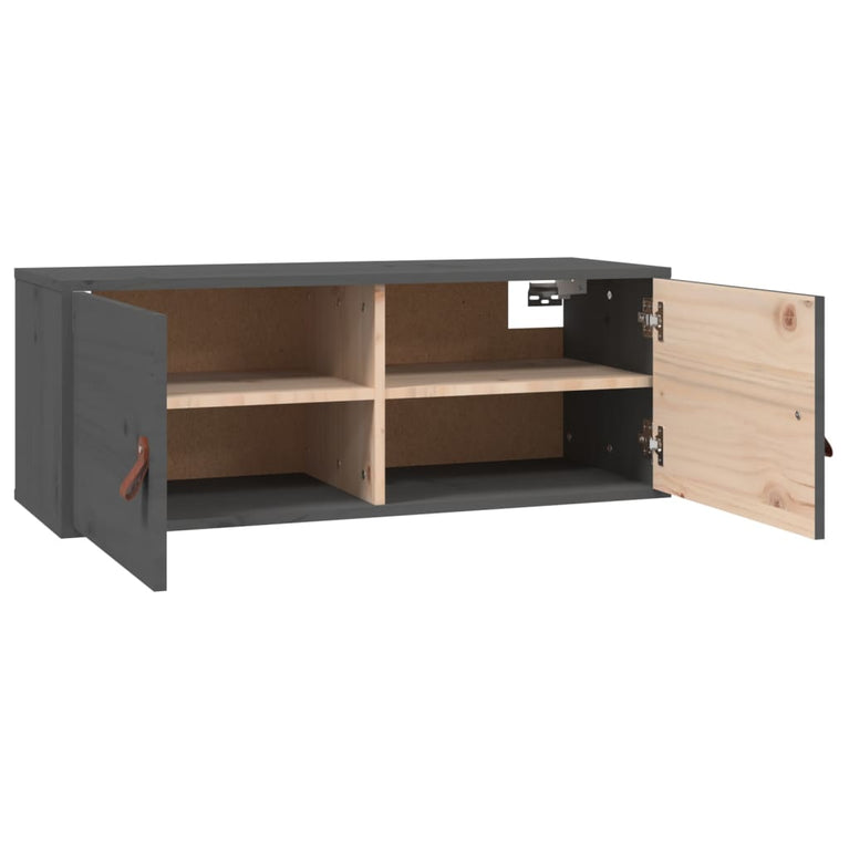Wandkast 80x30x30 cm massief grenenhout grijs MeubelReus