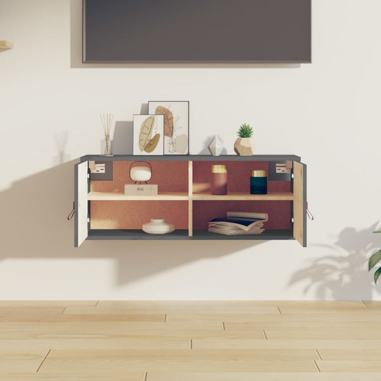 Wandkast 80x30x30 cm massief grenenhout grijs MeubelReus