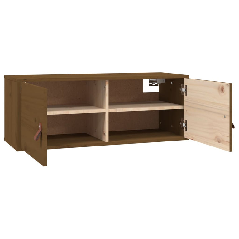 Wandkast 80x30x30 cm massief grenenhout honingbruin MeubelReus