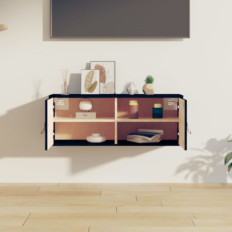 Wandkast 80x30x30 cm massief grenenhout zwart MeubelReus