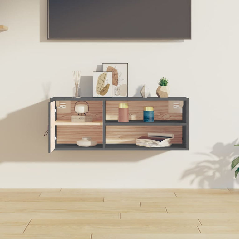 Wandkast 80x30x30 cm massief grenenhout grijs MeubelReus