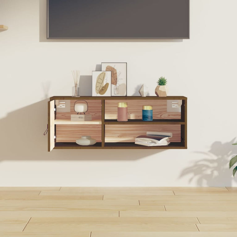 Wandkast 80x30x30 cm massief grenenhout honingbruin MeubelReus