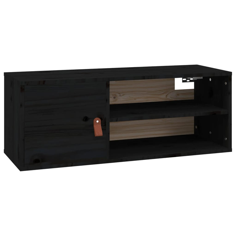 Wandkast 80x30x30 cm massief grenenhout zwart MeubelReus