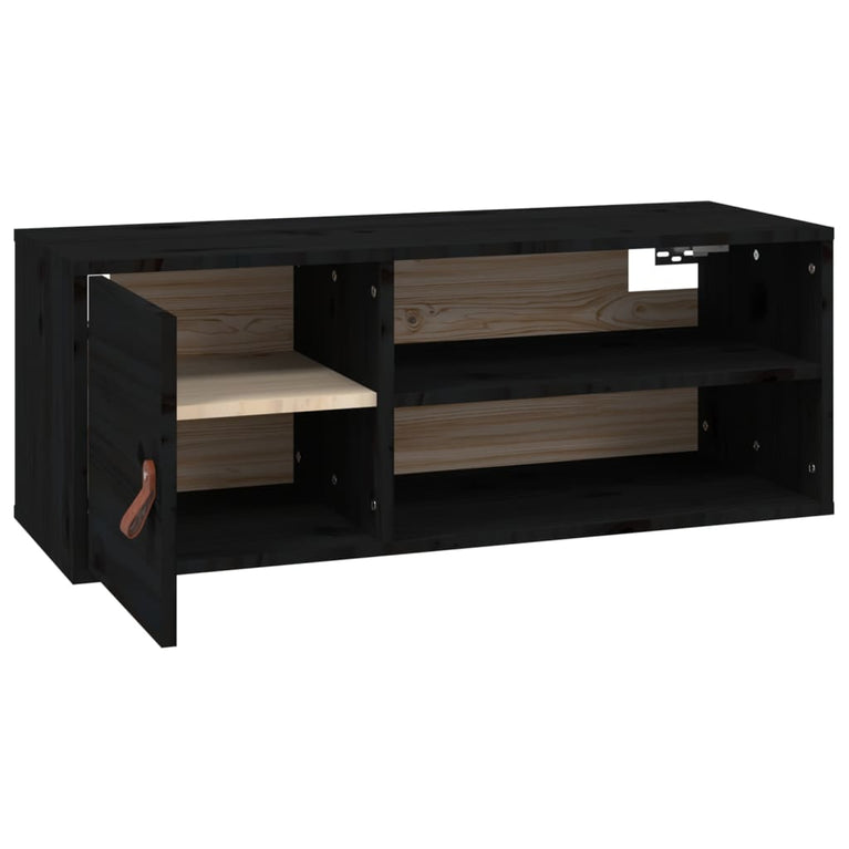 Wandkast 80x30x30 cm massief grenenhout zwart MeubelReus