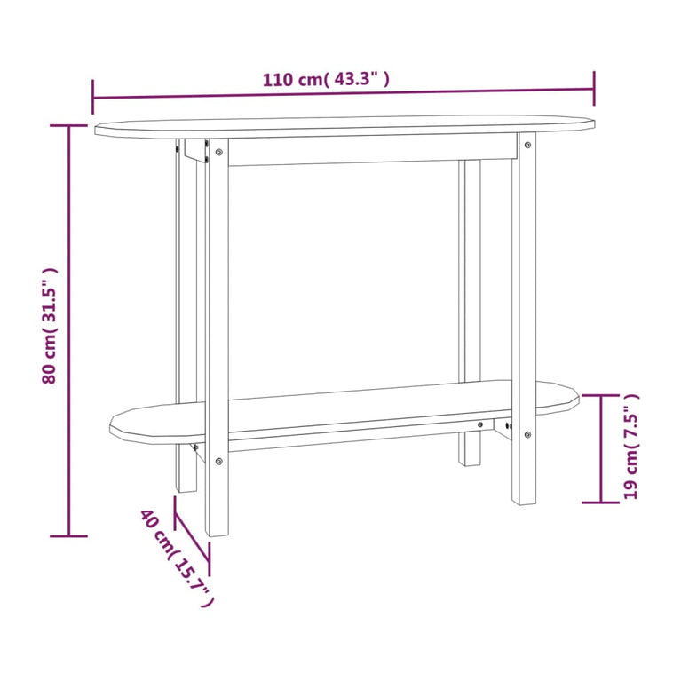 Wandtafel 110x40x80 cm massief grenenhout wit MeubelReus