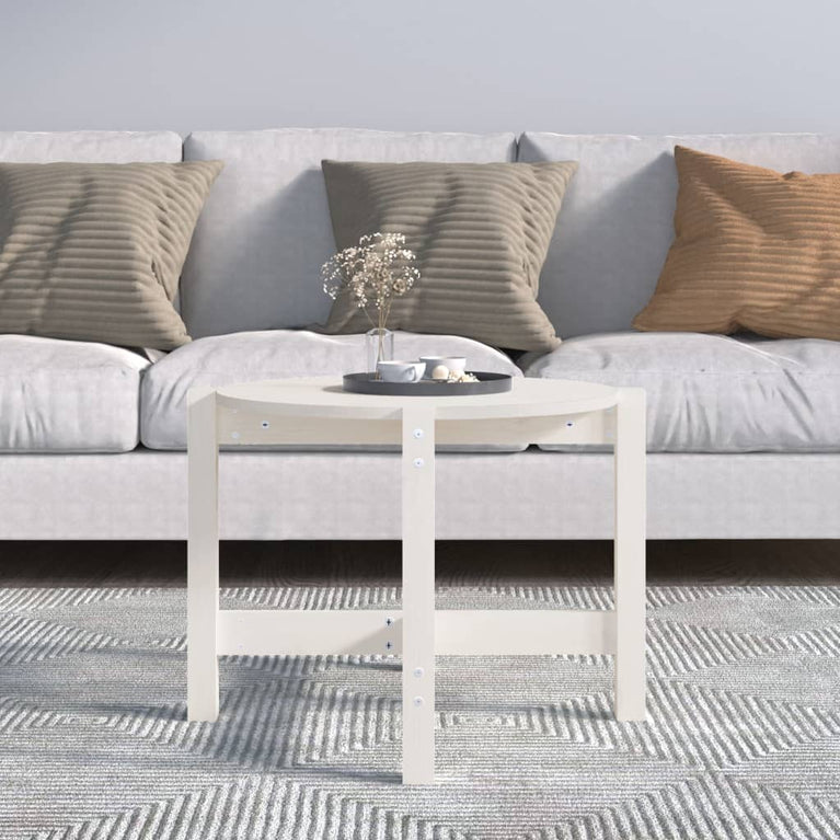 Salontafel Ø62,5x45 cm massief grenenhout wit MeubelReus