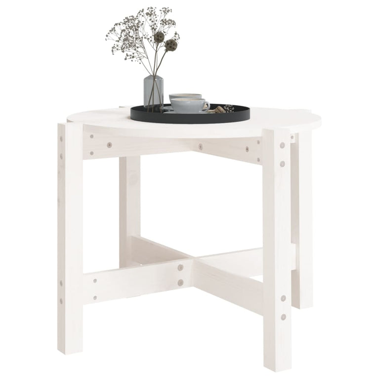 Salontafel Ø62,5x45 cm massief grenenhout wit MeubelReus