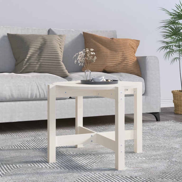 Salontafel Ø62,5x45 cm massief grenenhout wit MeubelReus