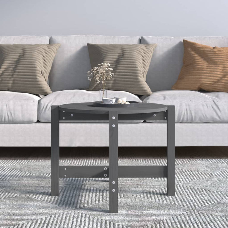 Salontafel Ø 62,5x45 cm massief grenenhout grijs MeubelReus