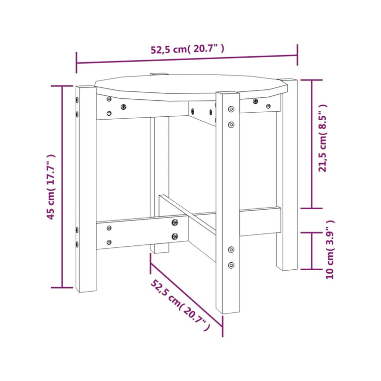 Salontafel Ø 52,5x45 cm massief grenenhout zwart MeubelReus