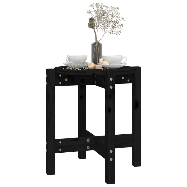 Salontafel Ø 42,5x45 cm massief grenenhout zwart MeubelReus